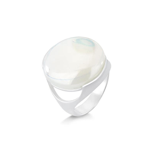 Anel Possebon Folheado a Prata - Pedra Natural