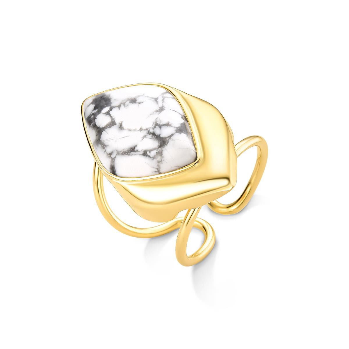 Anel Possebon Folheado a Ouro - Pedra Natural