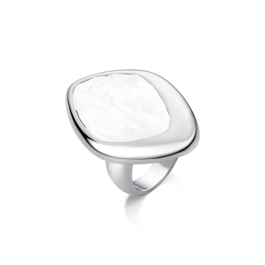 Anel Possebon Folheado a Ródio - Pedra Natural Ametista