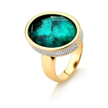 Conjunto Brilhato Pedras Naturais Brasileiras — Folheado a Ouro