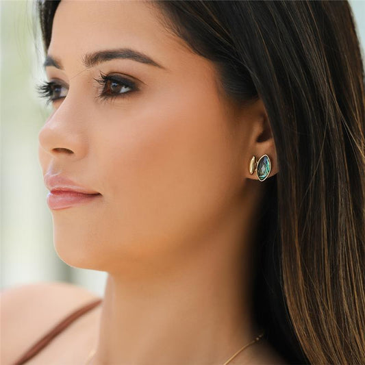 Brinco Brilhato Pedras Naturais Brasileiras — Folheado a Ouro