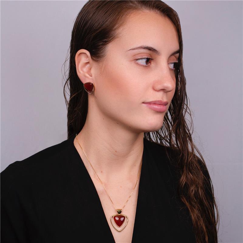 Conjunto Brilhato Pedras Naturais Brasileiras — Folheado a Ouro
