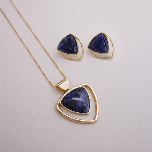 Conjunto Brilhato Pedras Naturais Brasileiras — Folheado a Ouro