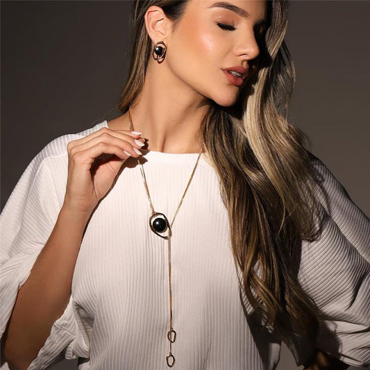 Conjunto Brilhato Pedras Naturais Brasileiras — Folheado a Ouro