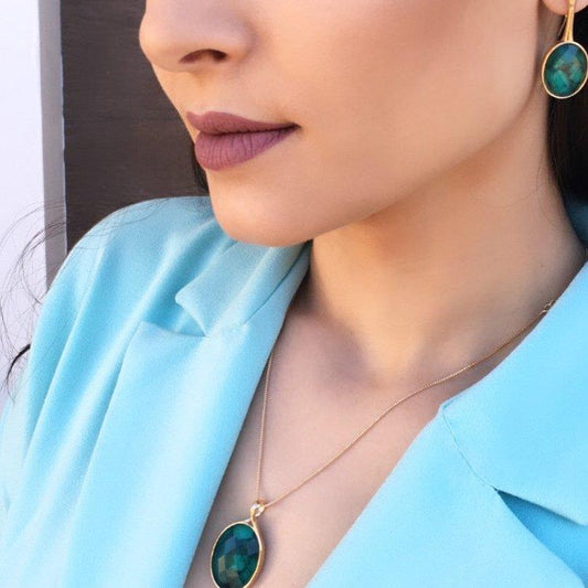 Conjunto Brilhato Pedras Naturais Brasileiras — Folheado a Ouro