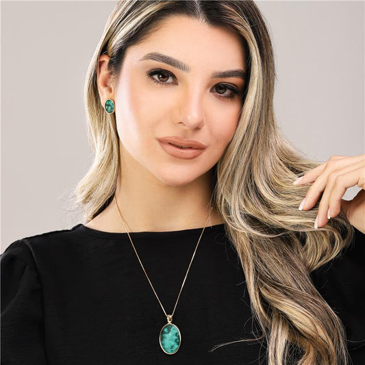 Conjunto Brilhato Pedras Naturais Brasileiras — Folheado a Ouro