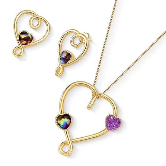 Conjunto Brilhato Pedras Naturais Brasileiras — Folheado a Ouro