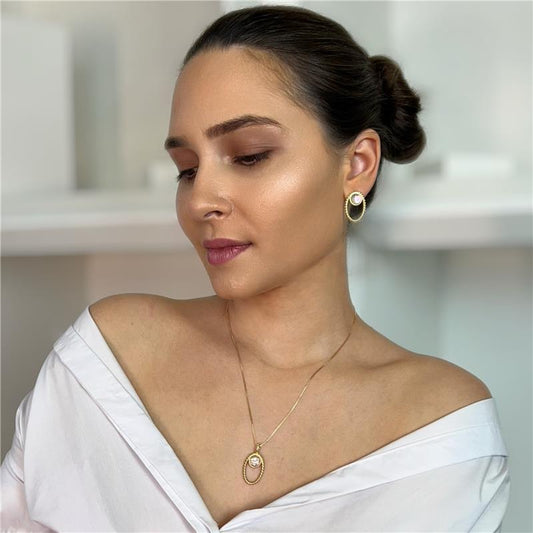 Conjunto Brilhato Pedras Naturais Brasileiras — Folheado a Ouro