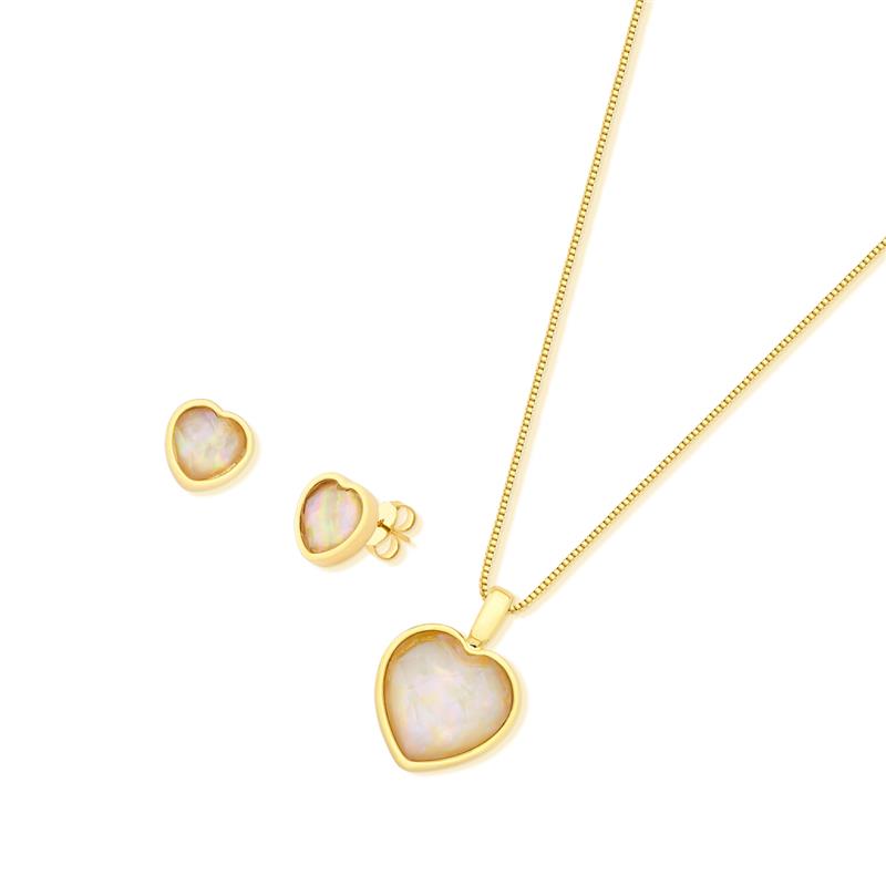 Conjunto Brilhato Pedras Naturais Brasileiras - Folheado a ouro