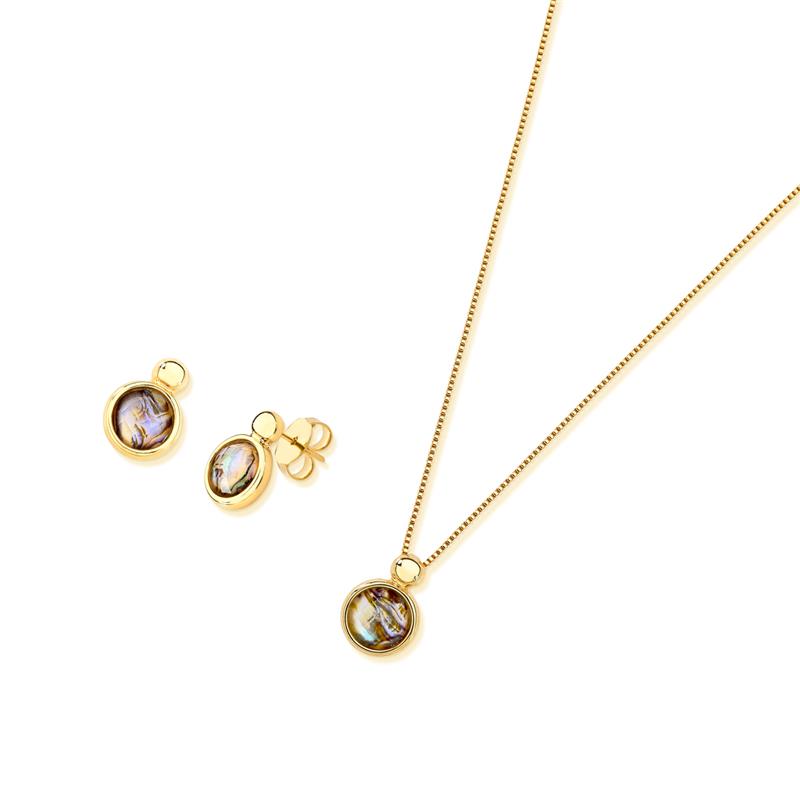 Conjunto Brilhato Colecao Conchas folheado a ouro