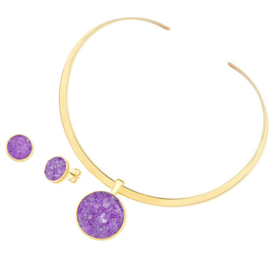 Conjunto Brilhato Pedras Naturais Brasileiras — Folheado a Ouro