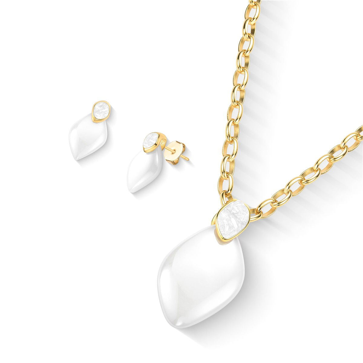 Conjunto Brilhato Pedras Naturais Brasileiras — Folheado a Ouro