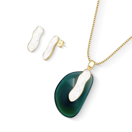 Conjunto Brilhato Pedras Naturais Brasileiras — Folheado a Ouro