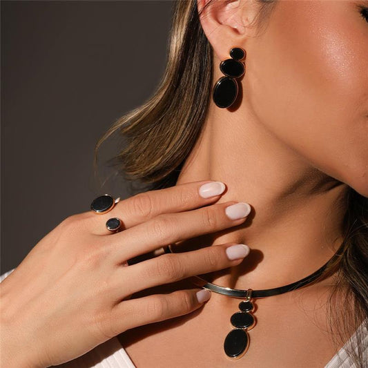Conjunto Brilhato Pedras Naturais Brasileiras — Folheado a Ouro