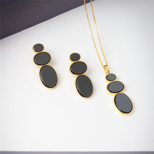 Conjunto Brilhato Pedras Naturais Brasileiras — Folheado a Ouro