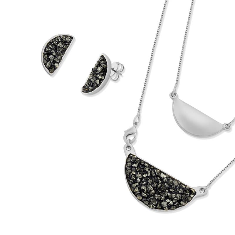 Conjunto Brilhato Pedras Naturais Brasileiras — Folheado a Ouro