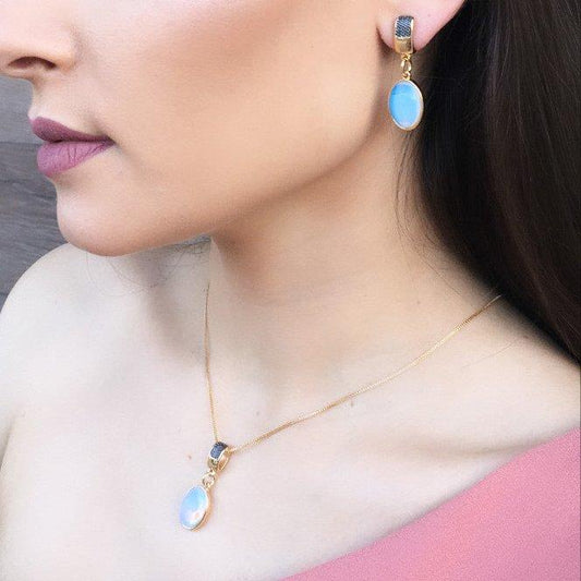 CONJUNTO FOLHEADO A OURO E RÓDIO NEGRO