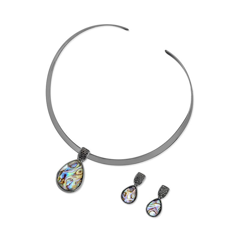 Conjunto Brilhato Pedras Naturais Brasileiras — Folheado a Ouro — HEMATITA