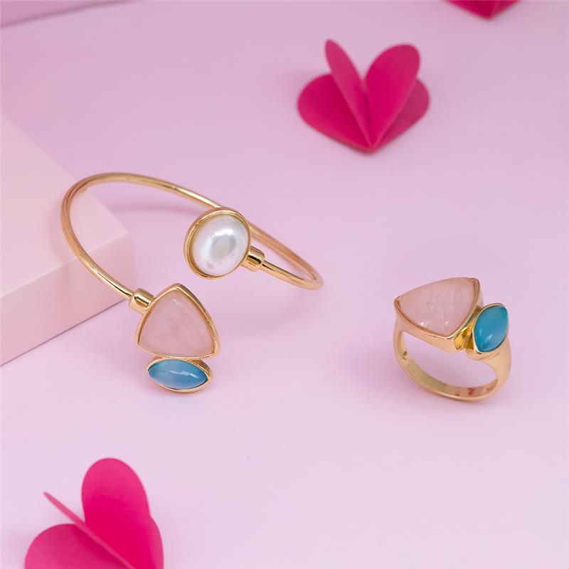 Pulseira Brilhato Pedras Naturais Brasileiras — Folheado a Ouro