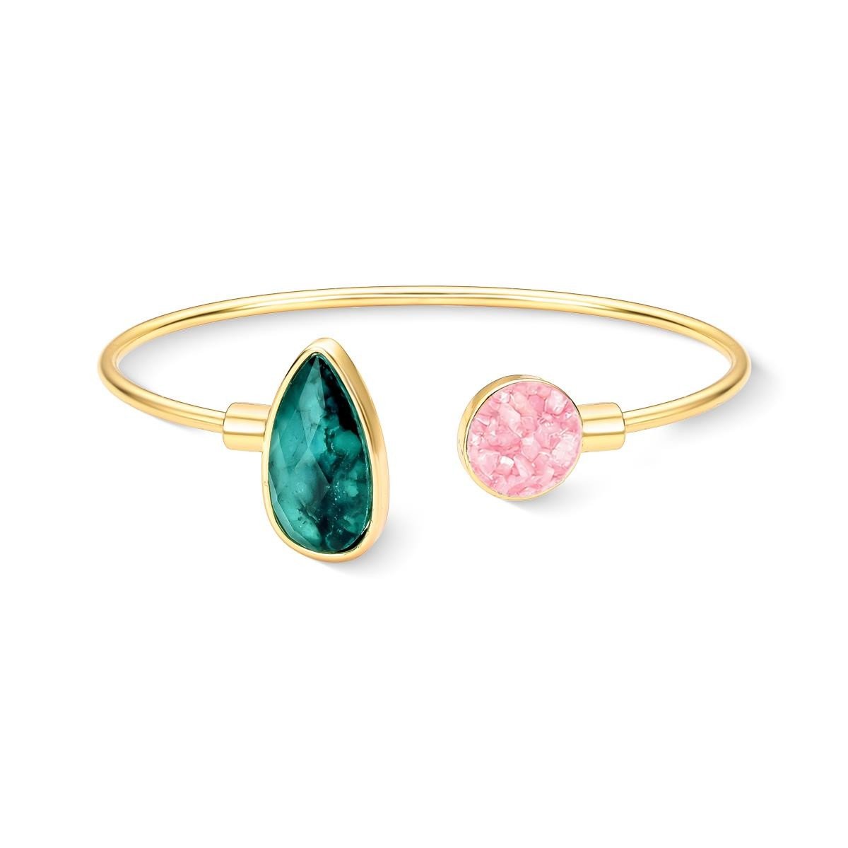 Pulseira Folheada a Ouro Esmeralda Coleção Preciosa