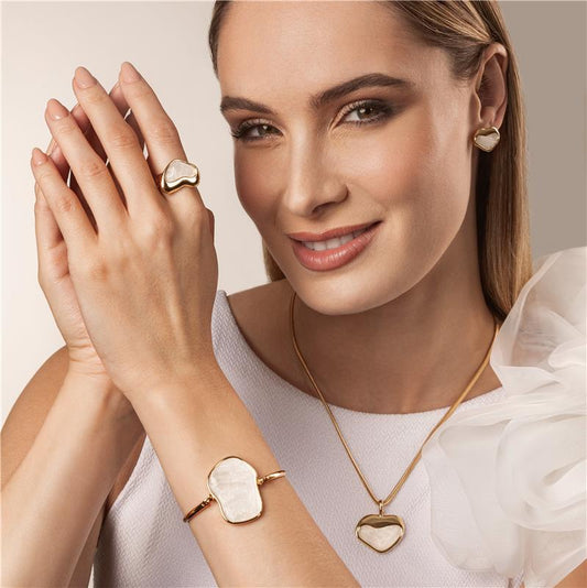 Pulseira Possebon Folheada a Ouro - Pedra Natural