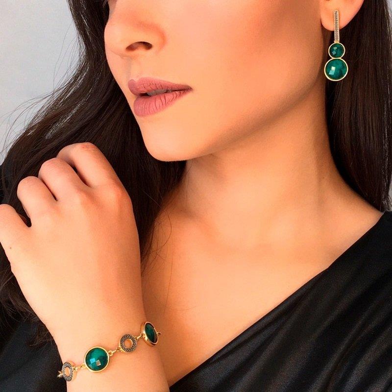Pulseira Brilhato Pedras Naturais Brasileiras — Folheado a Ouro
