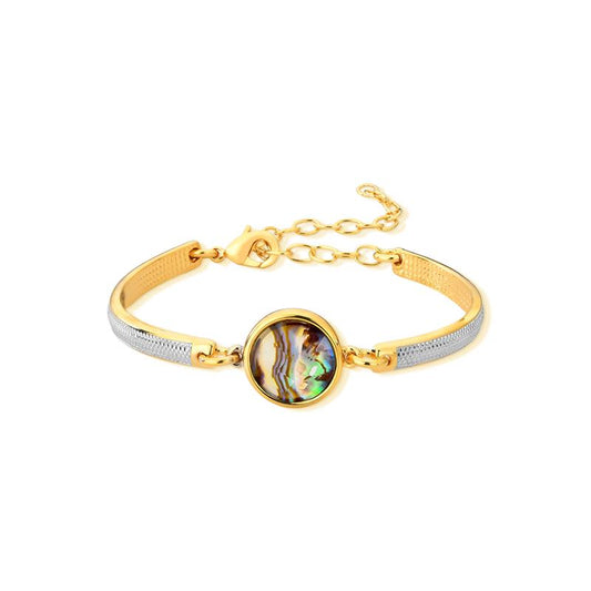 Pulseira Possebon Folheada a Ouro e Ródio Branco - Pedra Natural