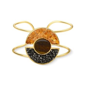 Conjunto Brilhato Pedras Naturais Brasileiras — Folheado a Ouro