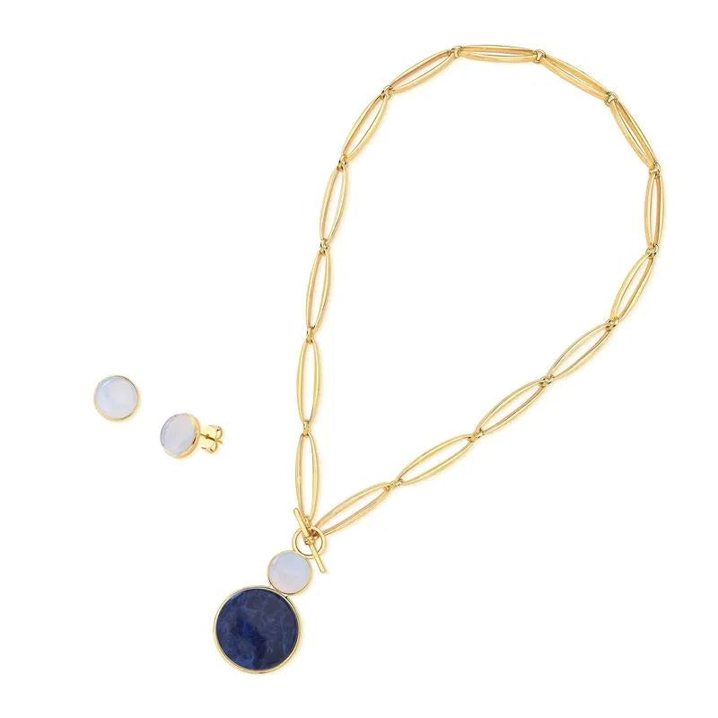 Conjunto Possebon Folheado a Ouro - Pedra Natural