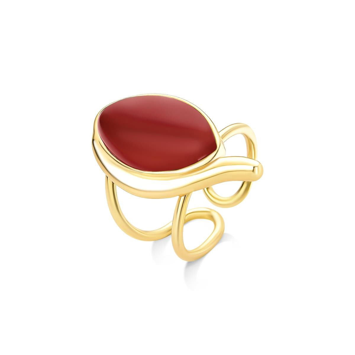 Anel Possebon Folheado a Ouro - Pedra Natural