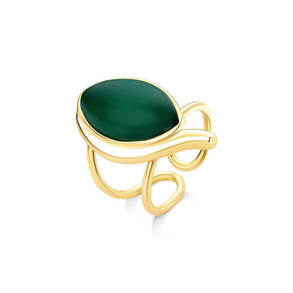 Anel Possebon Folheado a Ouro - Pedra Natural