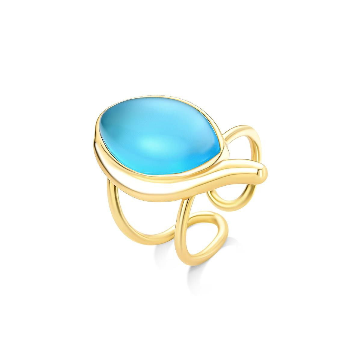 Anel Possebon Folheado a Ouro - Pedra Natural