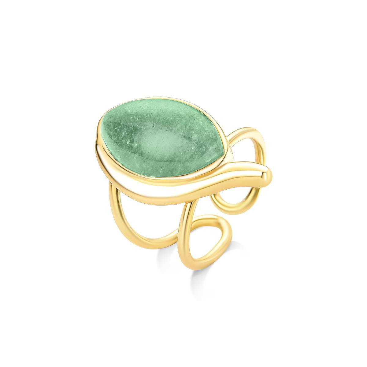 Anel Possebon Folheado a Ouro - Pedra Natural