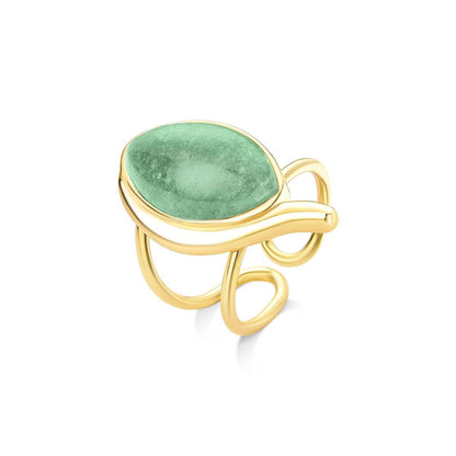 Anel Possebon Folheado a Ouro - Pedra Natural