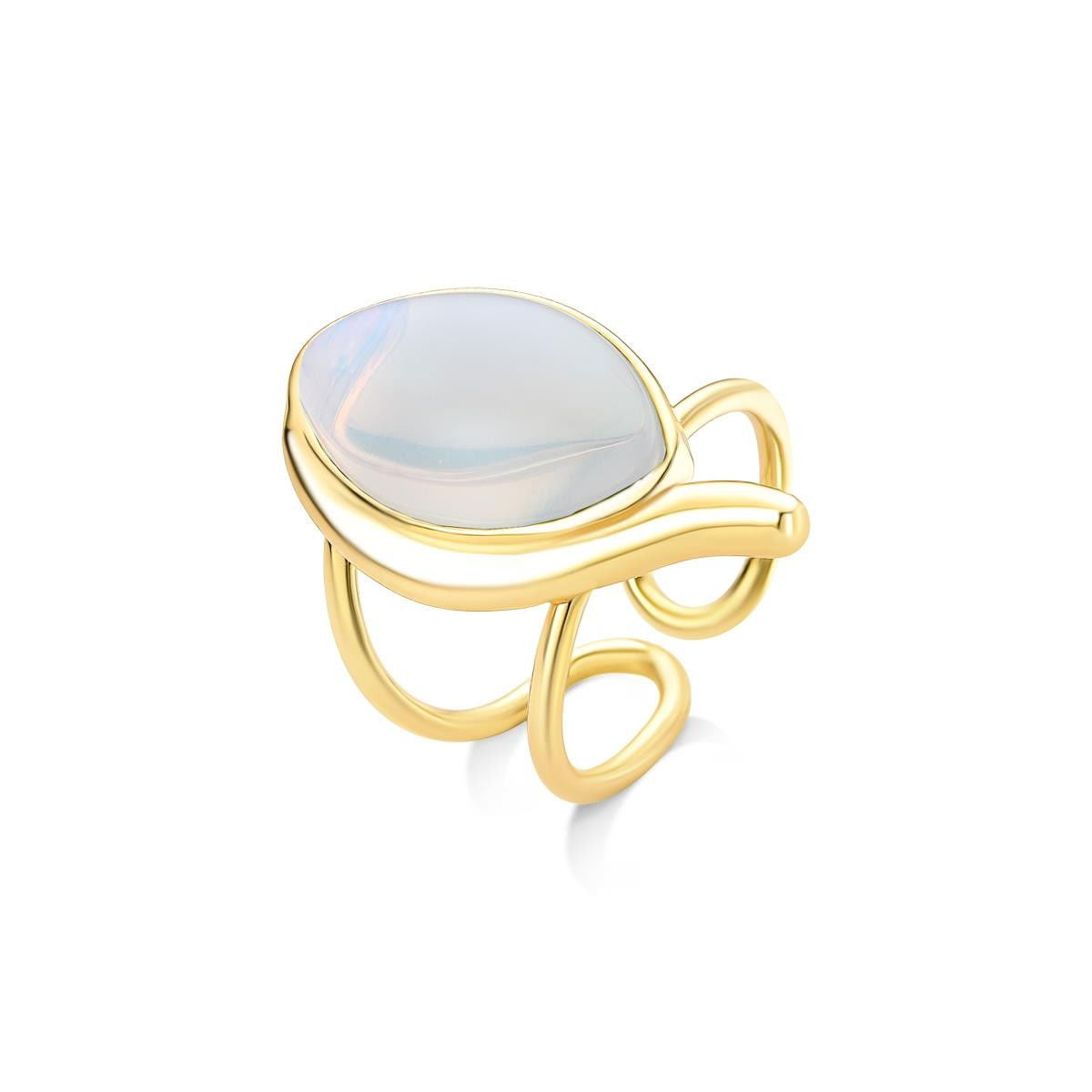 Anel Possebon Folheado a Ouro - Pedra Natural