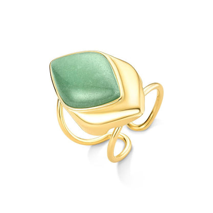 Anel Possebon Folheado a Ouro - Pedra Natural