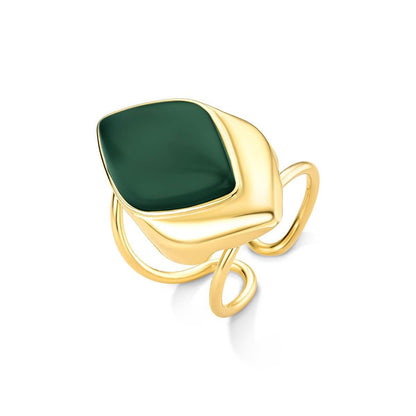 Anel Possebon Folheado a Ouro - Pedra Natural