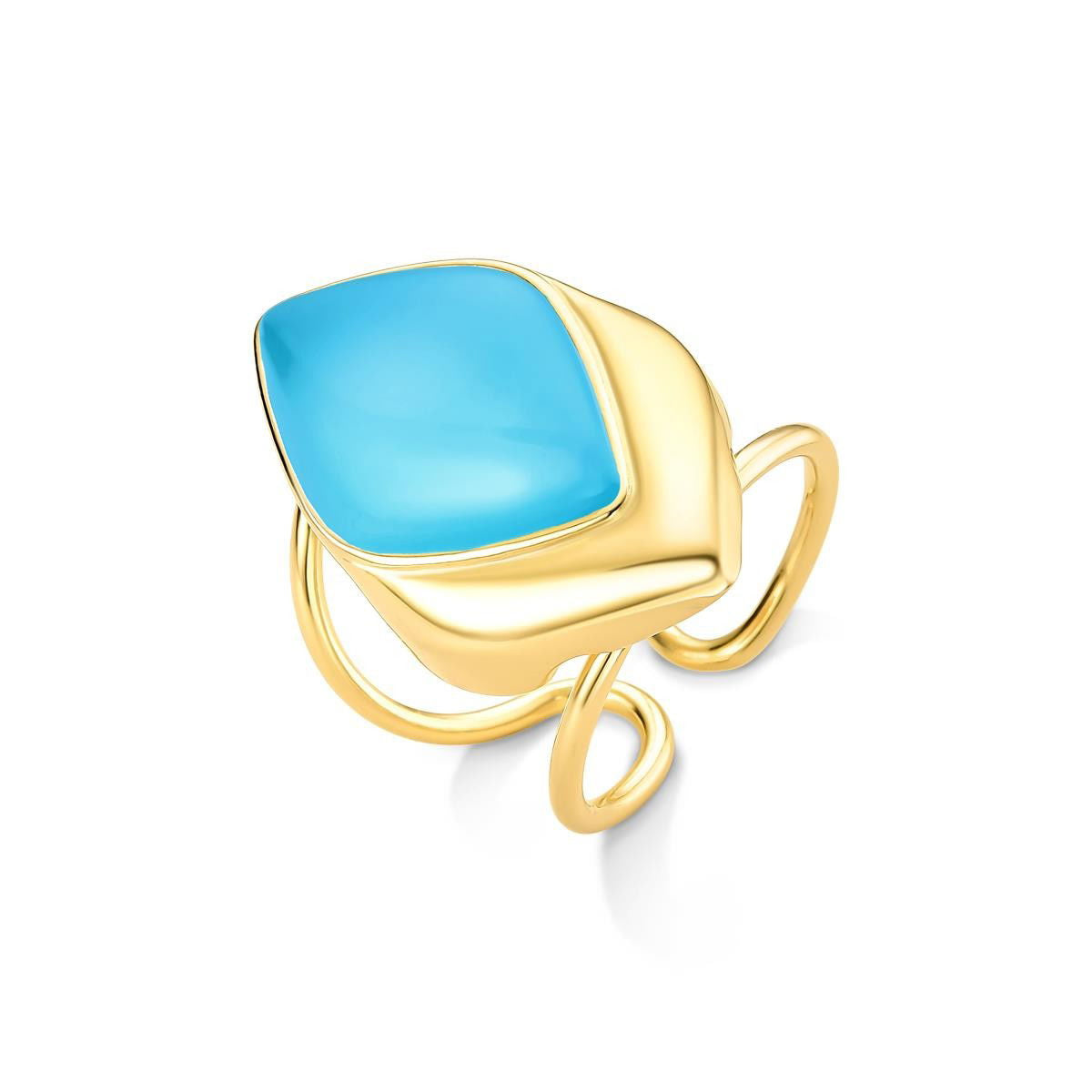 Anel Possebon Folheado a Ouro - Pedra Natural