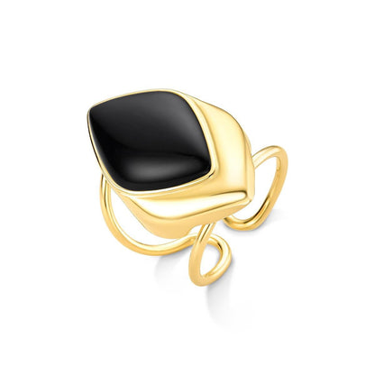 Anel Possebon Folheado a Ouro - Pedra Natural