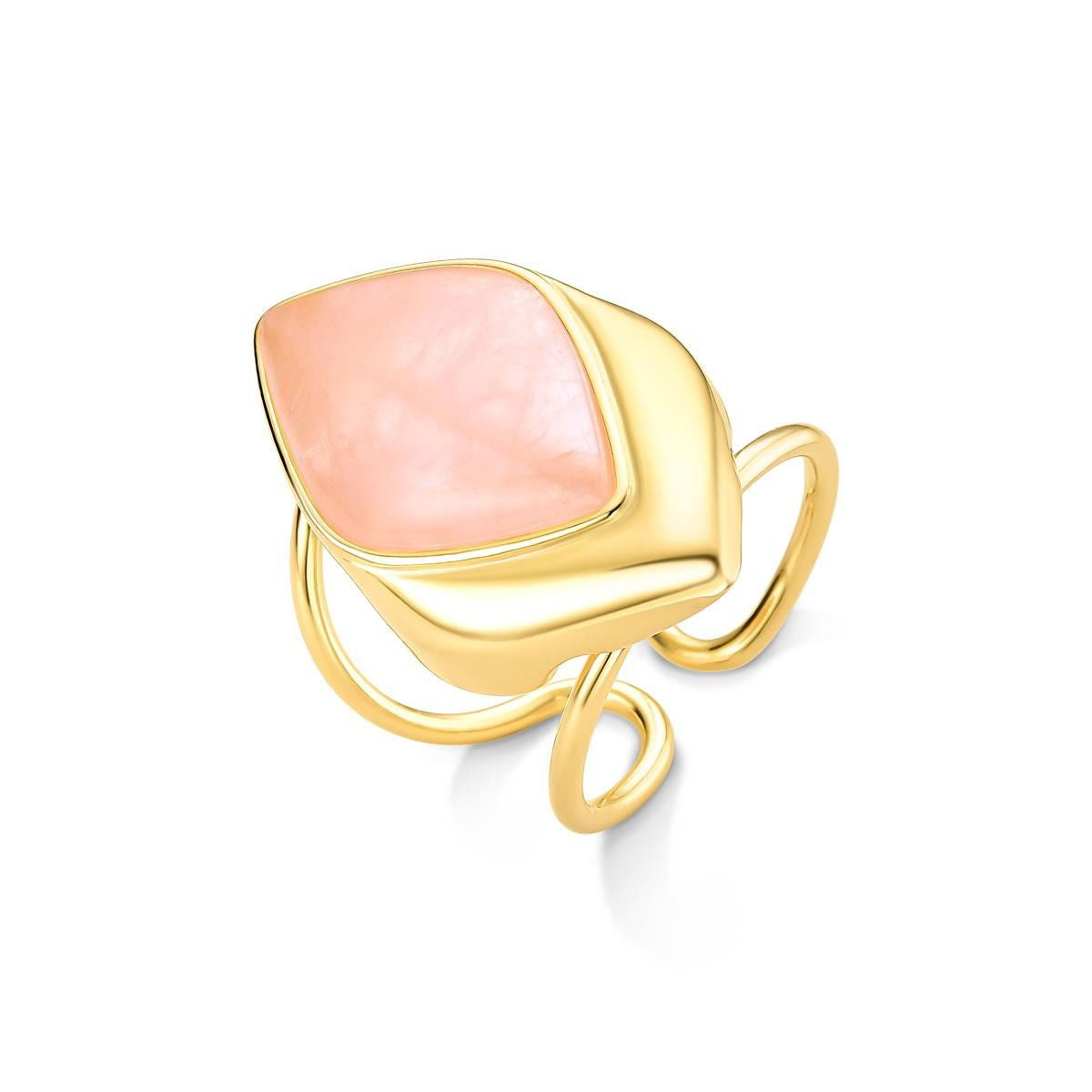 Anel Possebon Folheado a Ouro - Pedra Natural