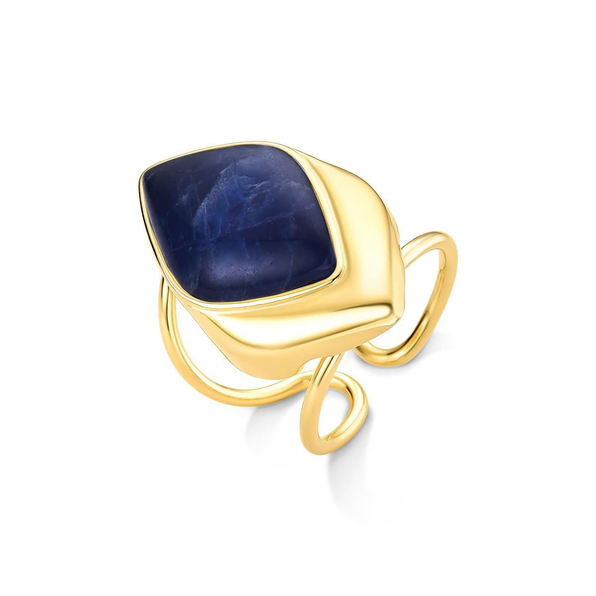 Anel Possebon Folheado a Ouro - Pedra Natural