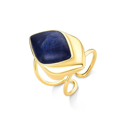 Anel Possebon Folheado a Ouro - Pedra Natural