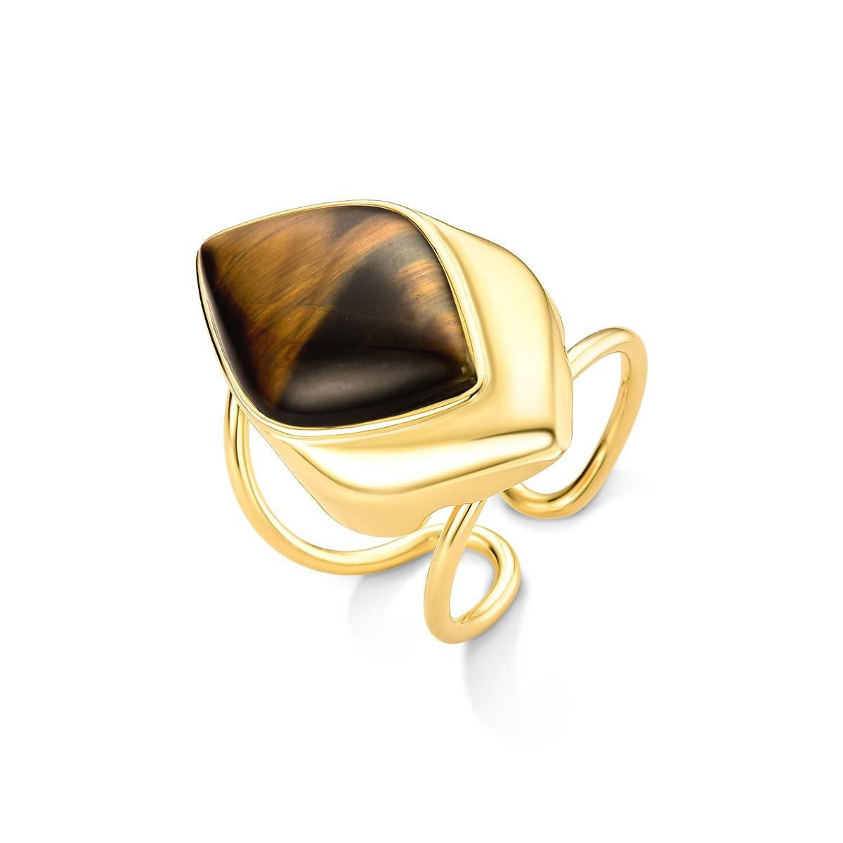 Anel Possebon Folheado a Ouro - Pedra Natural