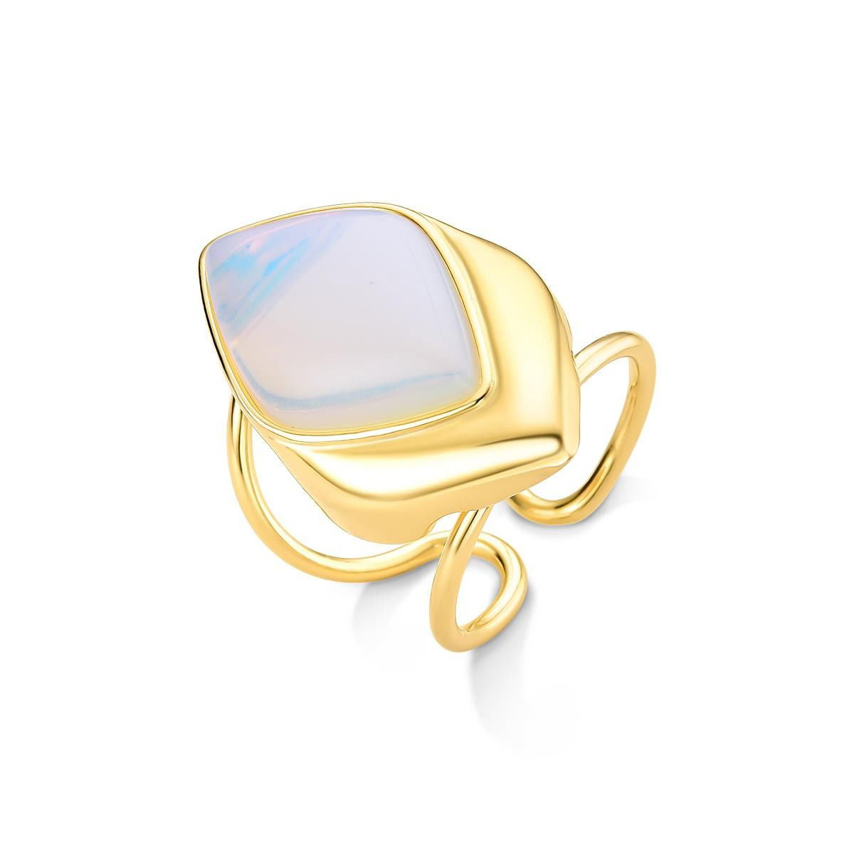 Anel Possebon Folheado a Ouro - Pedra Natural