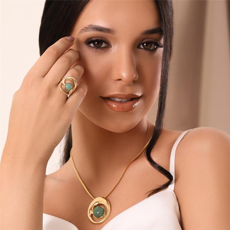 Anel Brilhato Pedras Naturais Brasileiras — Folheado a Ouro
