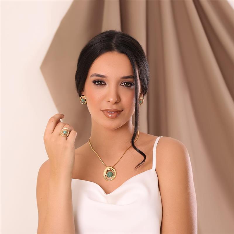 Anel Brilhato Pedras Naturais Brasileiras — Folheado a Ouro