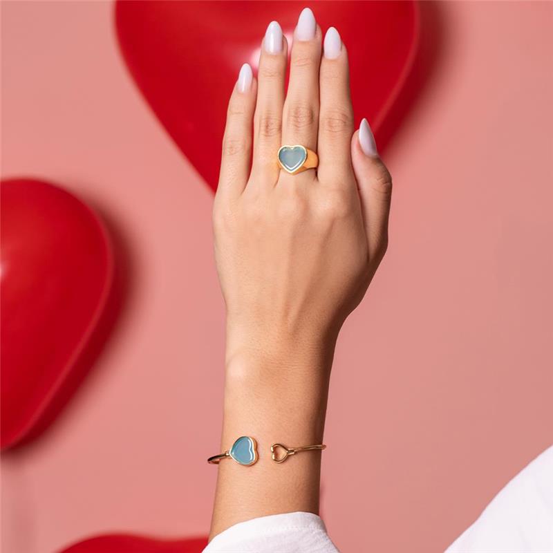 Anel Possebon Folheado a Ouro - Pedra Natural Ágata Vermelha