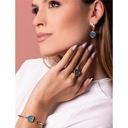 Anel Possebon Folheado a Ouro - Pedra Natural Ágata Vermelha