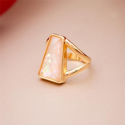 Anel Possebon Folheado a Ouro - Pedra Natural