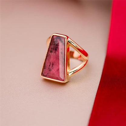 Anel Possebon Folheado a Ouro - Pedra Natural